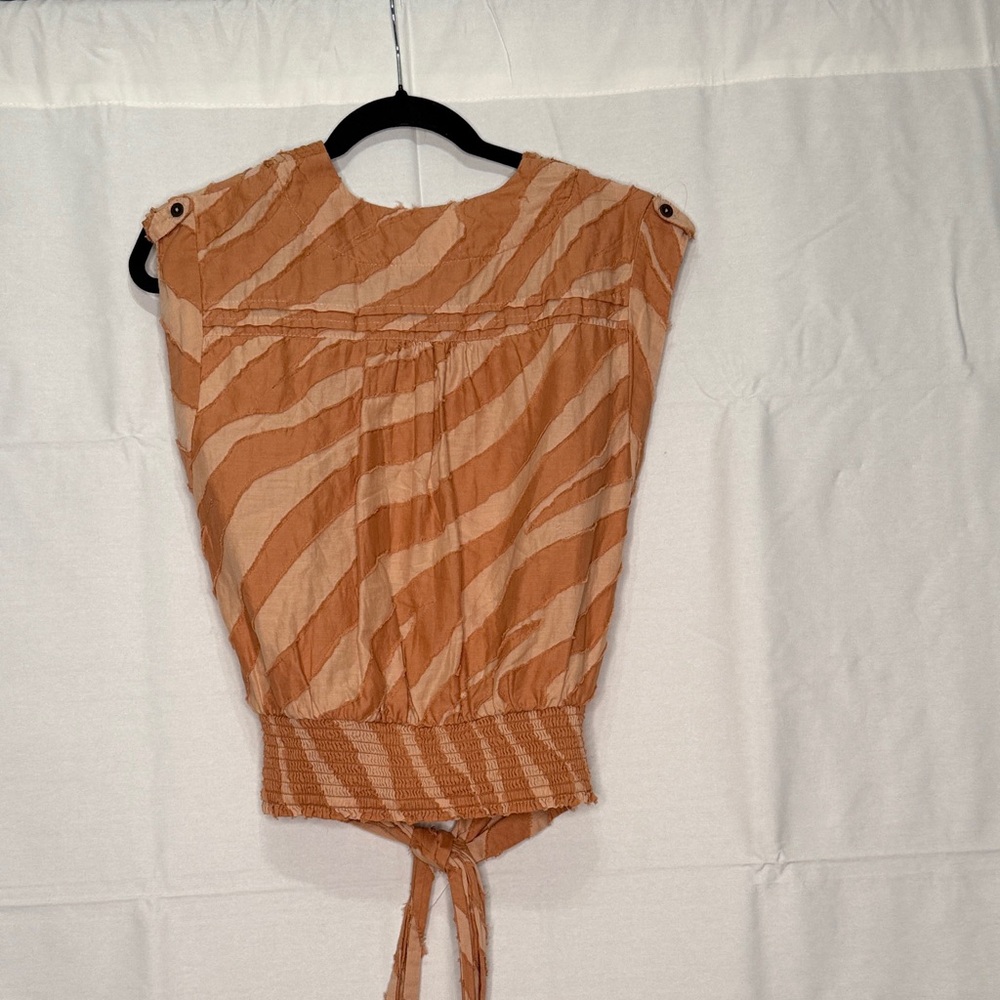 Anthropologie Peach and Cream Wrap Blouse - Picture 5 of 9